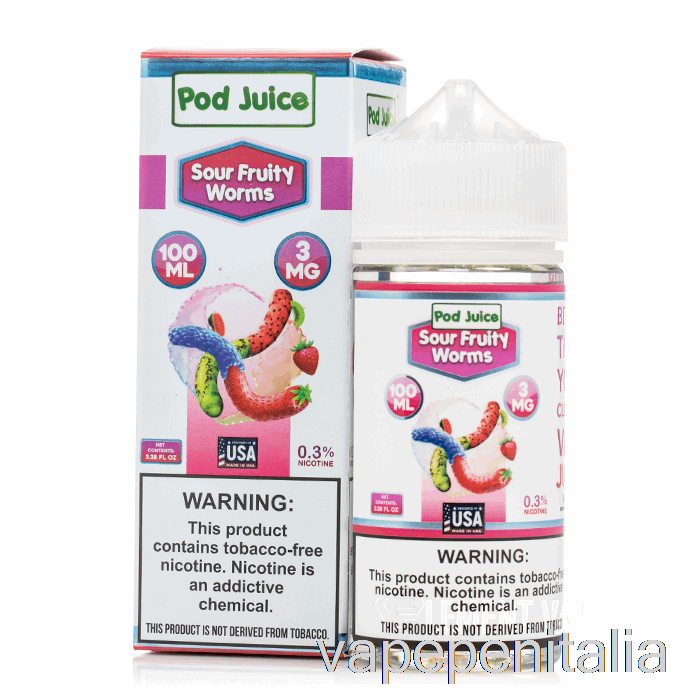 Vermi Fruttati Acidi Con Penna Vape - Succo Di Baccello - 100 Ml 3 Mg